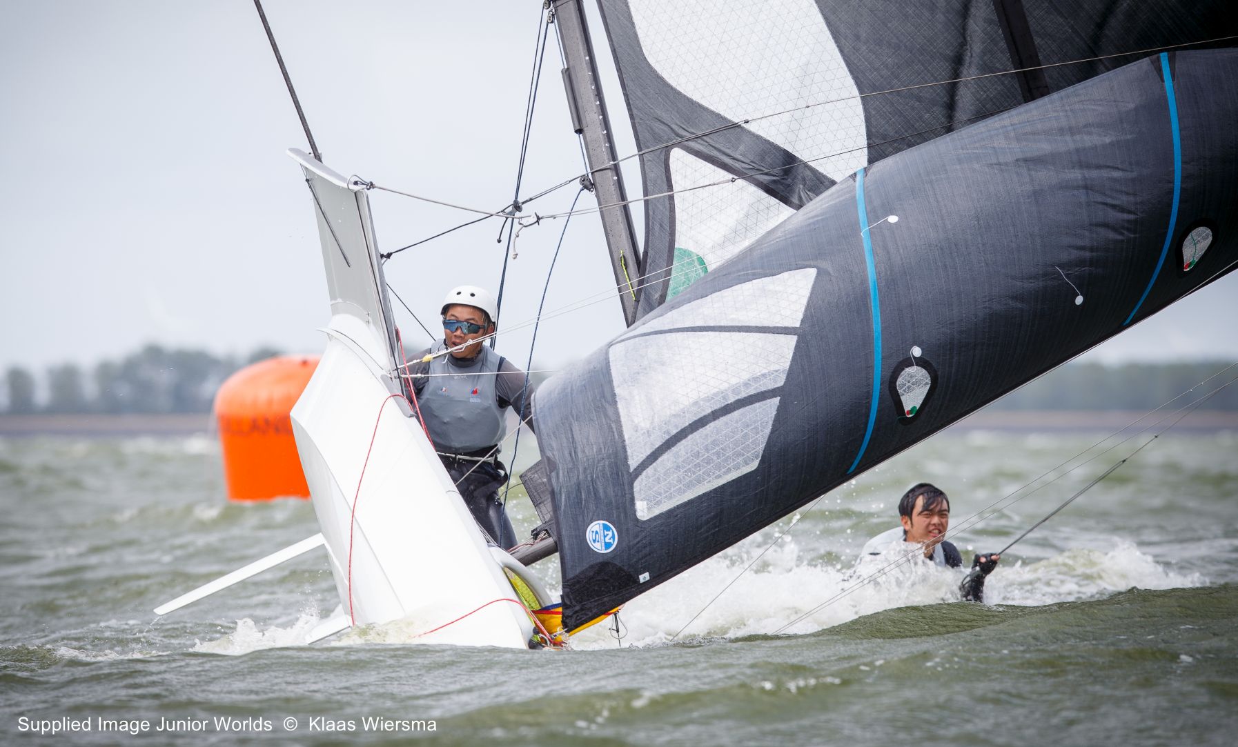 2026 Junior Worlds Day 1 49er Capsize